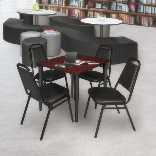 Regency Kahlo Square Table & Chair Sets, 30 W, 30 L, 29 H, Wood, Metal, Vinyl Top, Mahogany TPL3030MHBK29BK - main